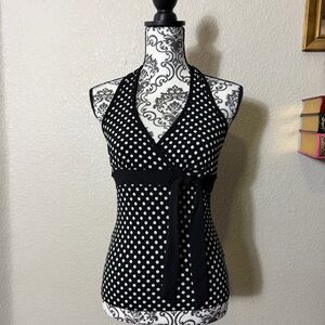 Trixxi Black and White Polka Dot Halter Top